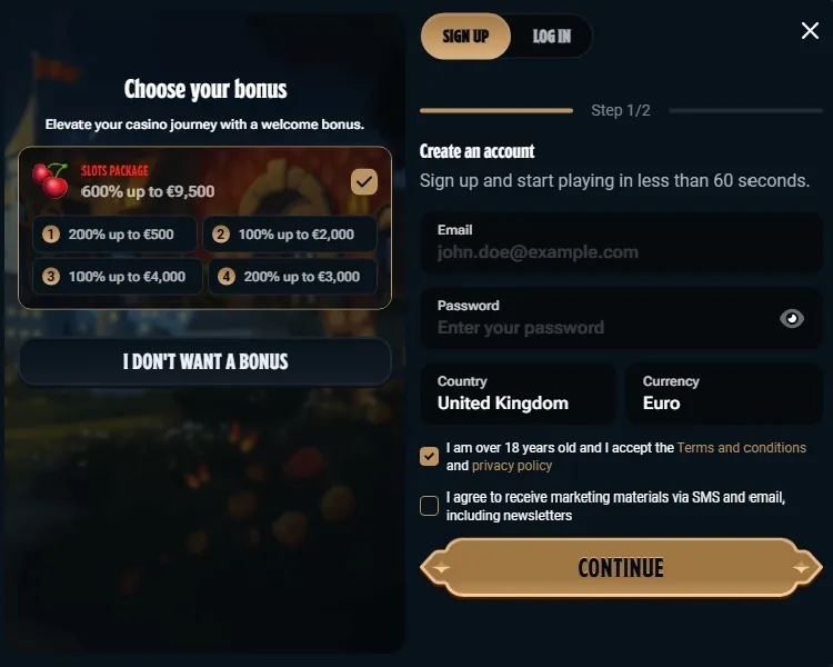 Kingdom Casino Sign Up